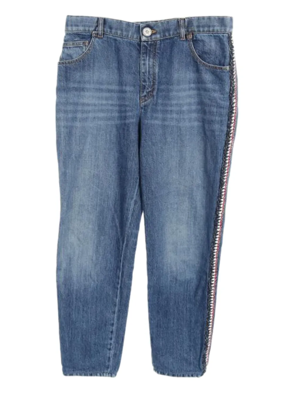CHANEL Pre-Owned 1986-1988 tweed-trim jeans | Blue | Image 1