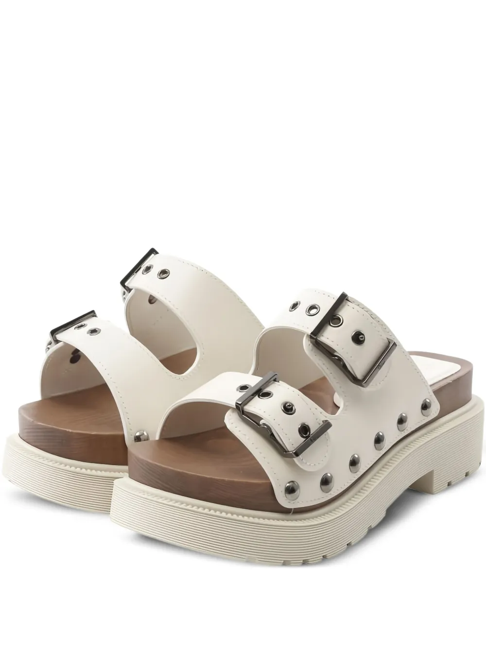 Christian Dior Pre-Owned 2010s 60mm Diorquake buckle studded sandals | White | Image 1