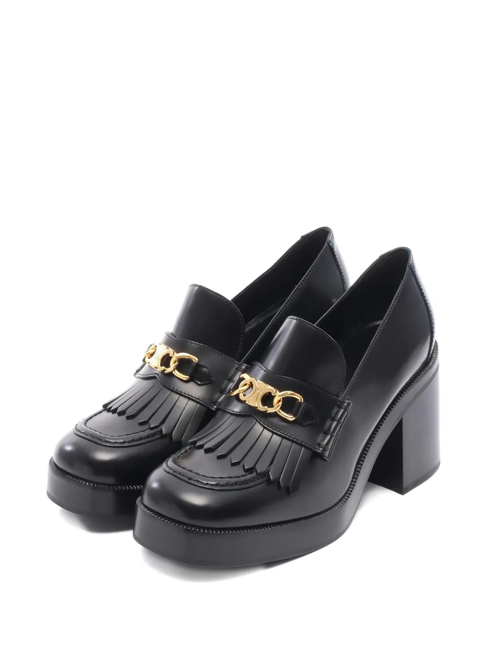Celine Pre-Owned 2020s 90 mm Triomphe leren pumps met franje - Zwart