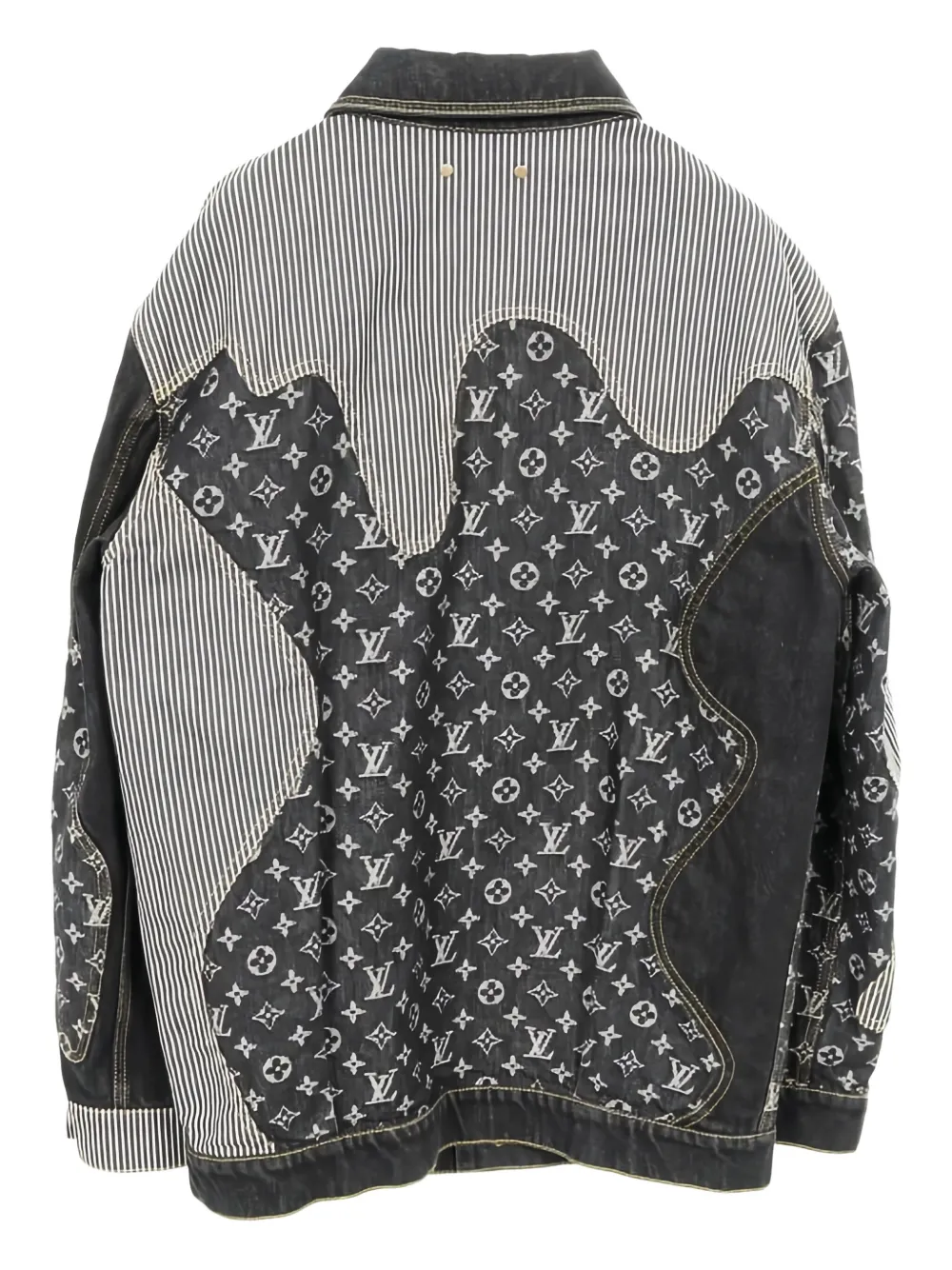 Louis Vuitton Pre-Owned 2010s x Nigo monogram striped denim jacket | Image 2