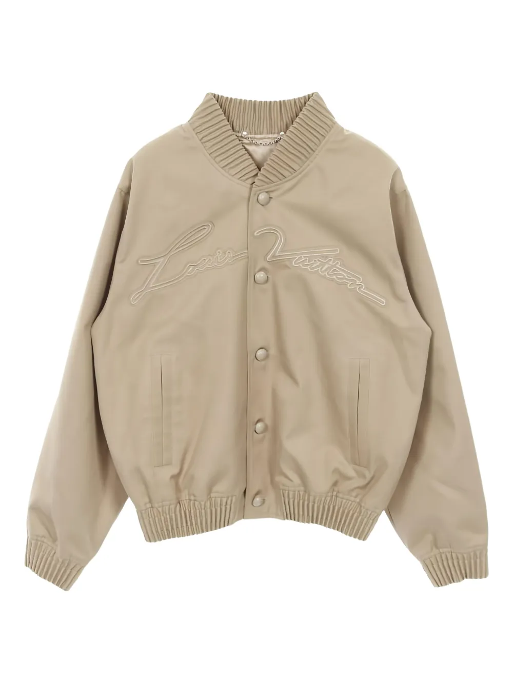 Louis Vuitton Pre-Owned 2010s embroidered-logo bomber jacket - ニュートラル Louis Vuitton Pre-Owned 2010s embroidered-logo bomber jacket - ニュートラル