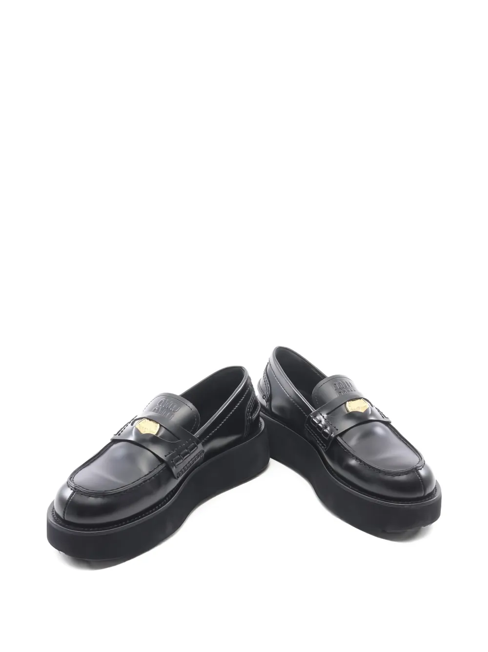 Miu Miu Pre-Owned 2010s 45 mm penny loafers met plateauzool - Zwart