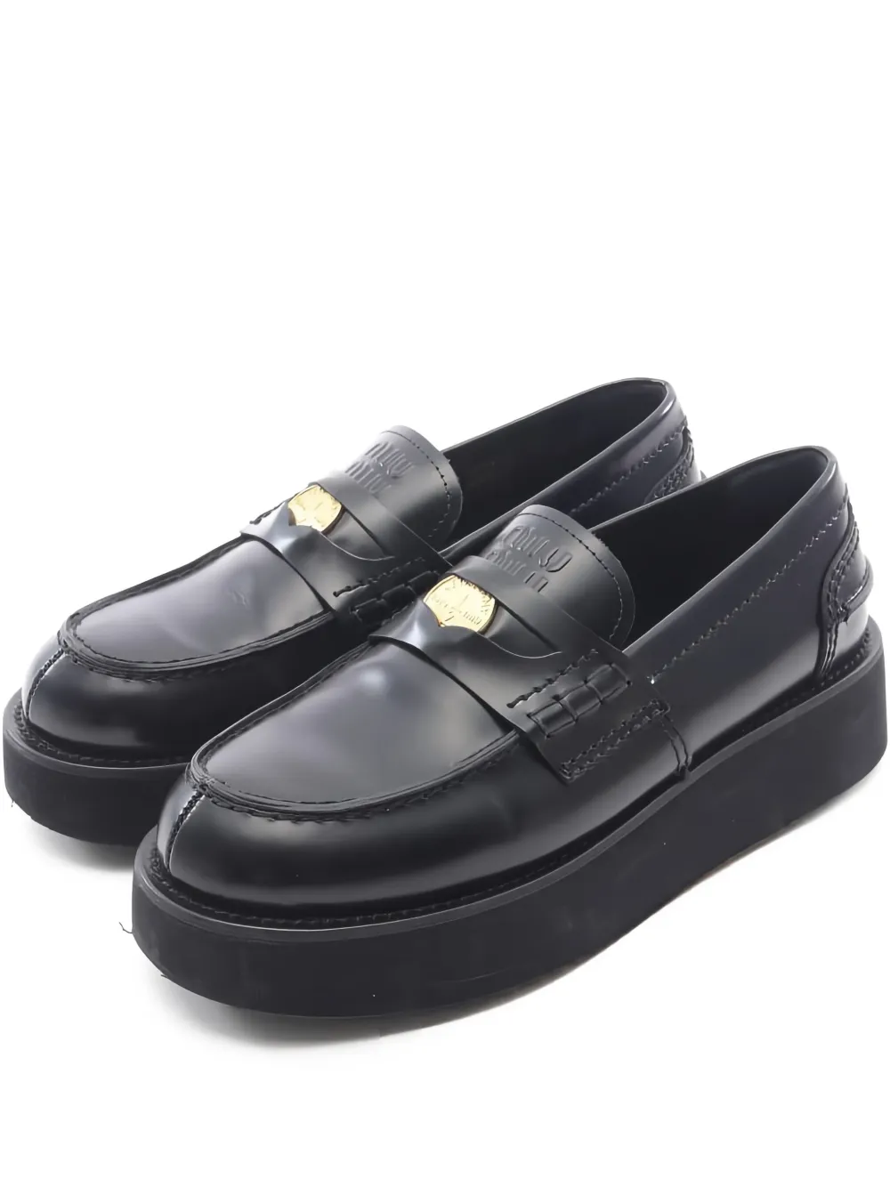 Miu Miu Pre-Owned 2010s 45mm platform penny loafers | Black | Image 1