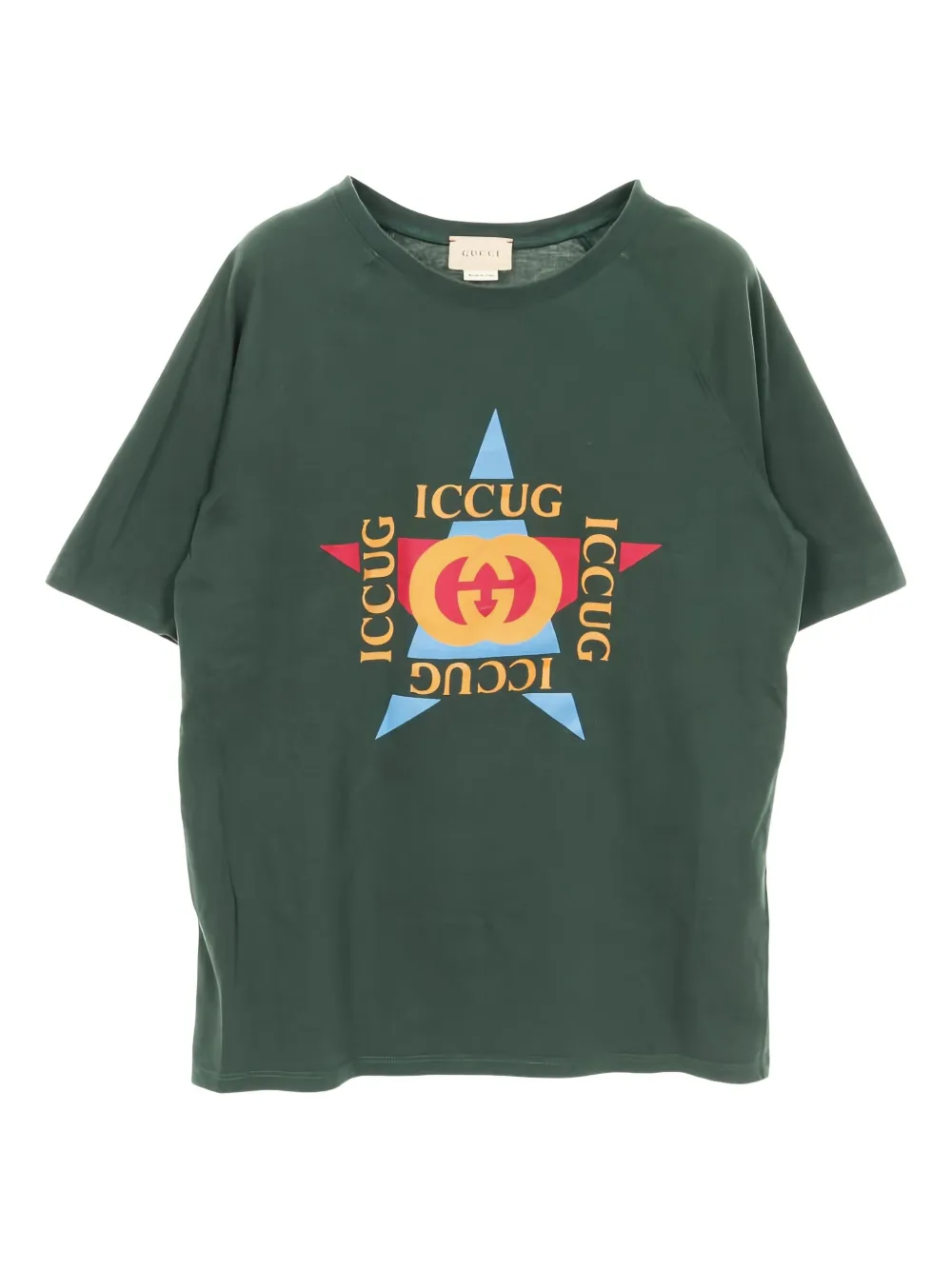 Gucci Pre-Owned 2010 interlocking G star T-shirt | Green | Image 1