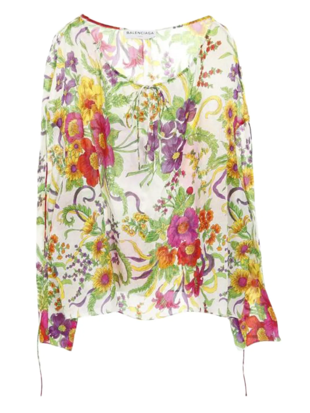Balenciaga Pre-Owned floral pattern cut sew top | White | Image 1