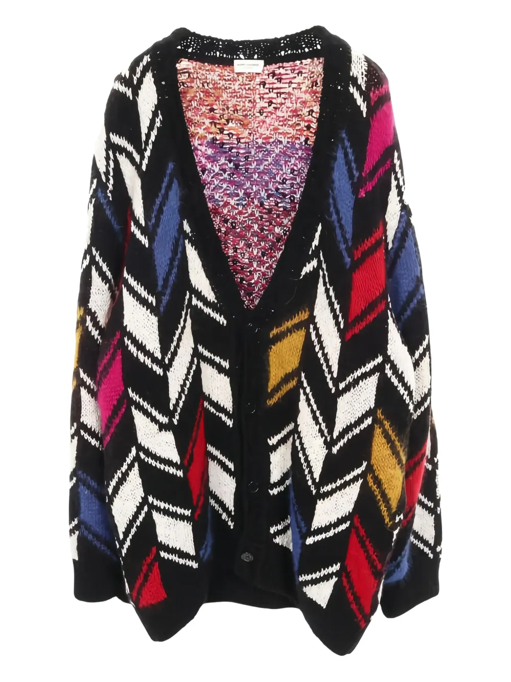 Saint Laurent Pre-Owned 2010s pattern intarsia cardigan | Black | Image 1