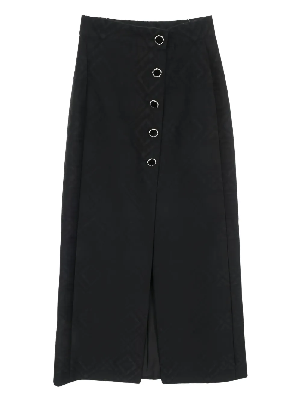 CHANEL Pre-Owned 1986-1988 Coco mark embroidery skirt - ブラック CHANEL Pre-Owned 1986-1988 Coco mark embroidery skirt - ブラック