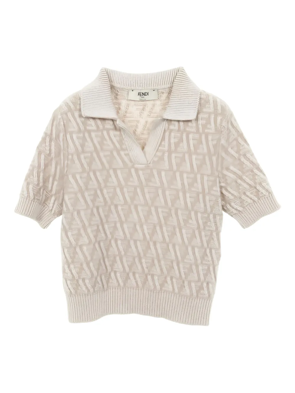 Pre-owned Fendi 2000s Pattern Knit Polo Shirt In Neutral