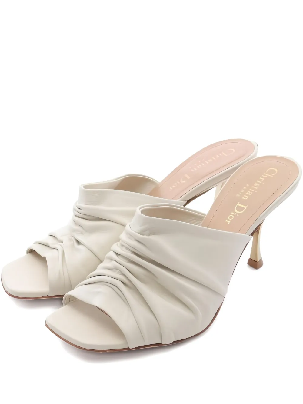 Christian Dior Pre-Owned 2010s Ruched open toe pumps - ホワイト Christian Dior Pre-Owned 2010s Ruched open toe pumps - ホワイト