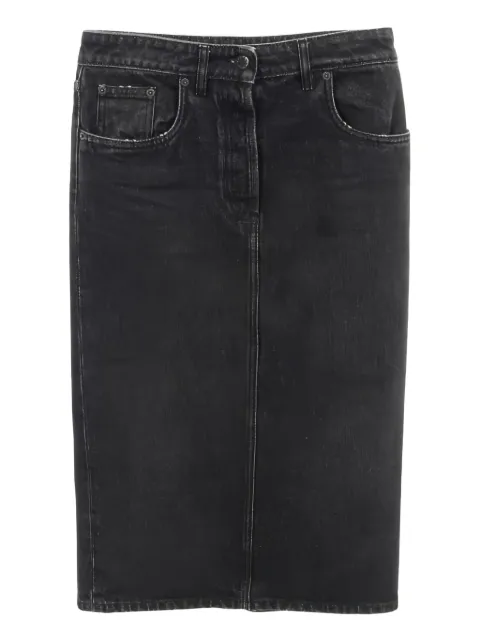Prada Pre-Owned triangle-logo denim midi skirt