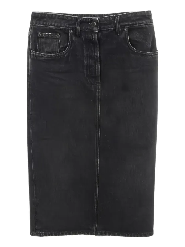 Prada Pre-Owned トライアングルロゴ デニムスカート | ブラック