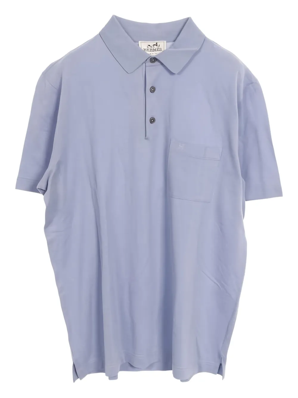 Hermès Pre-Owned logo-embroidered cotton polo shirt | Blue | Image 1