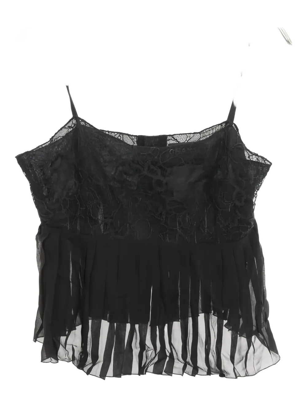 Pre-owned Chanel Lace-pleated Camisole In Black