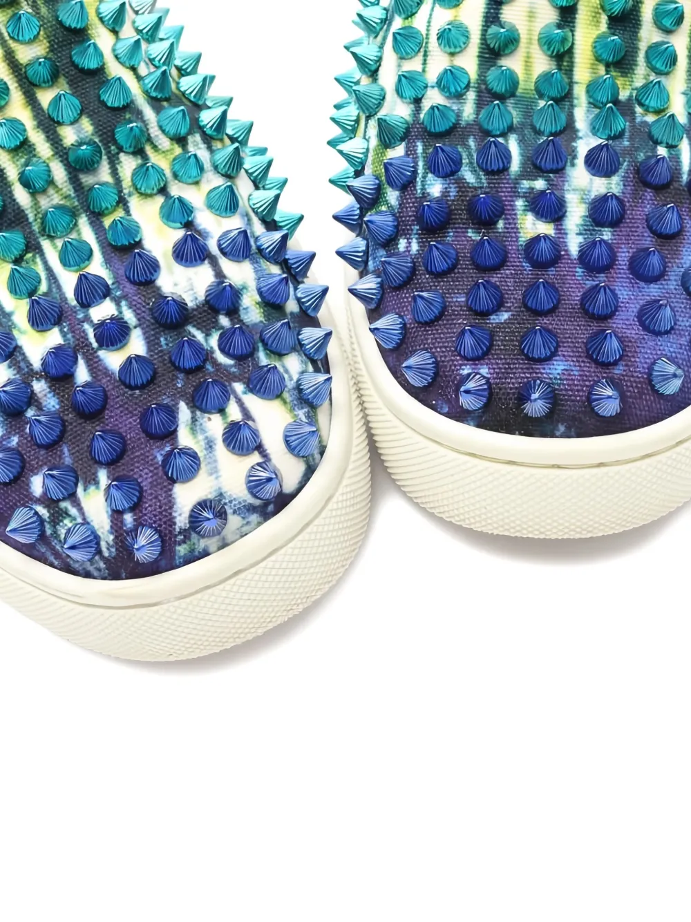 Pre-owned Christian Louboutin Stud-embellished Slip-on Sneakers In Blue