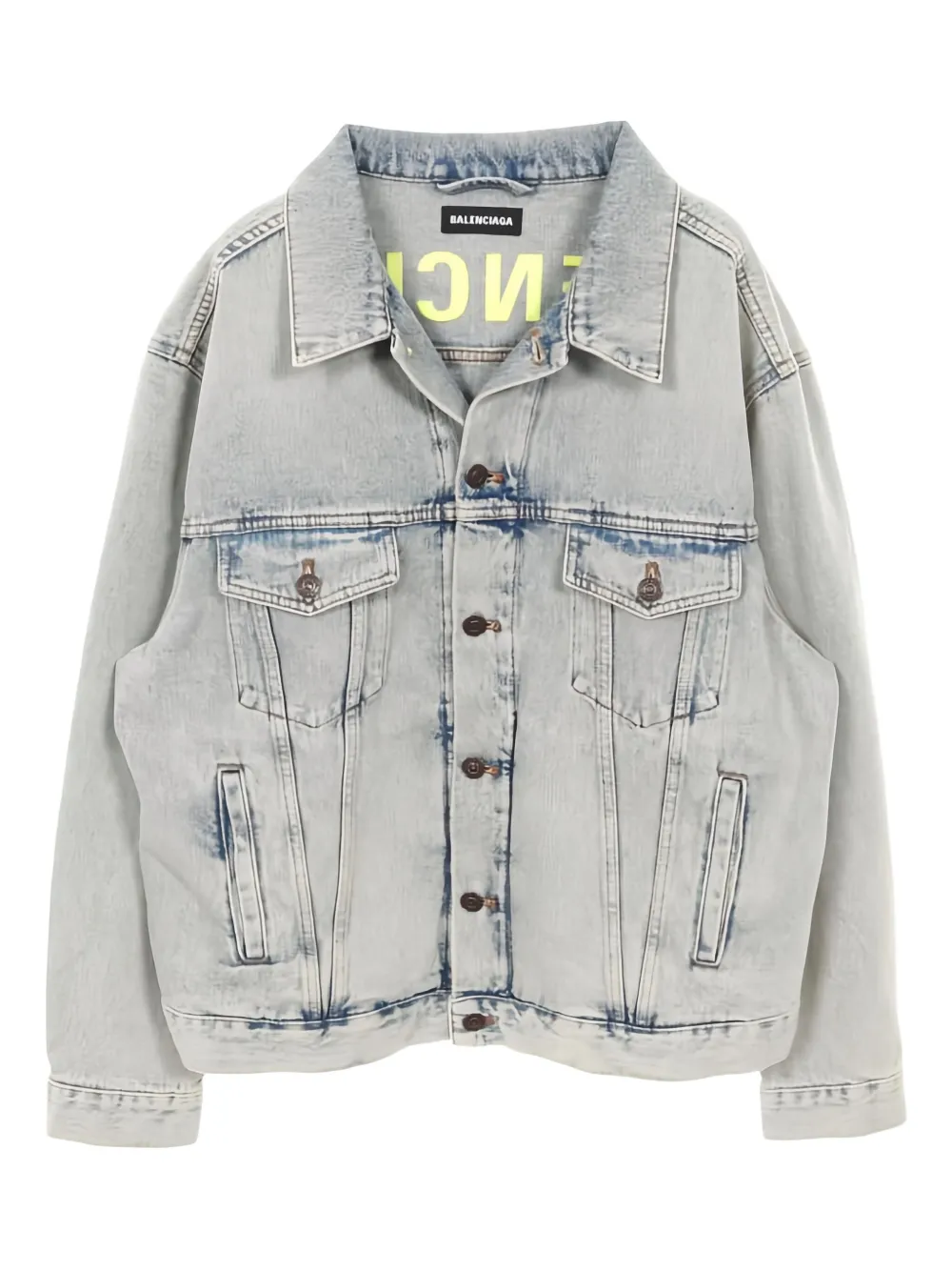 Balenciaga logo-embroidered denim jacket | Blue | Image 1