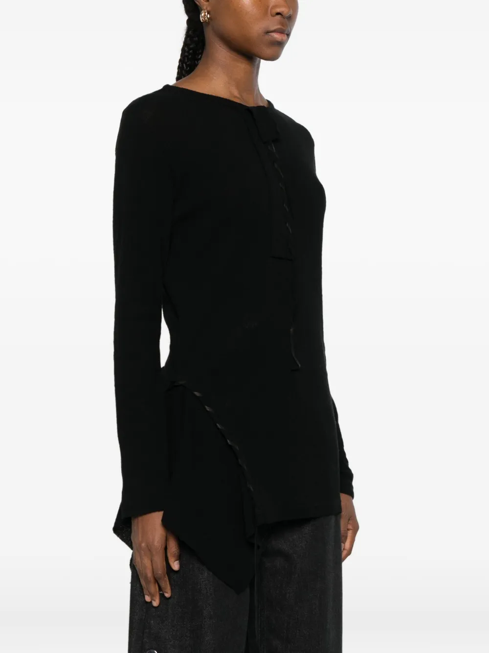 Yohji Yamamoto Asymmetric Knitted Top In Black