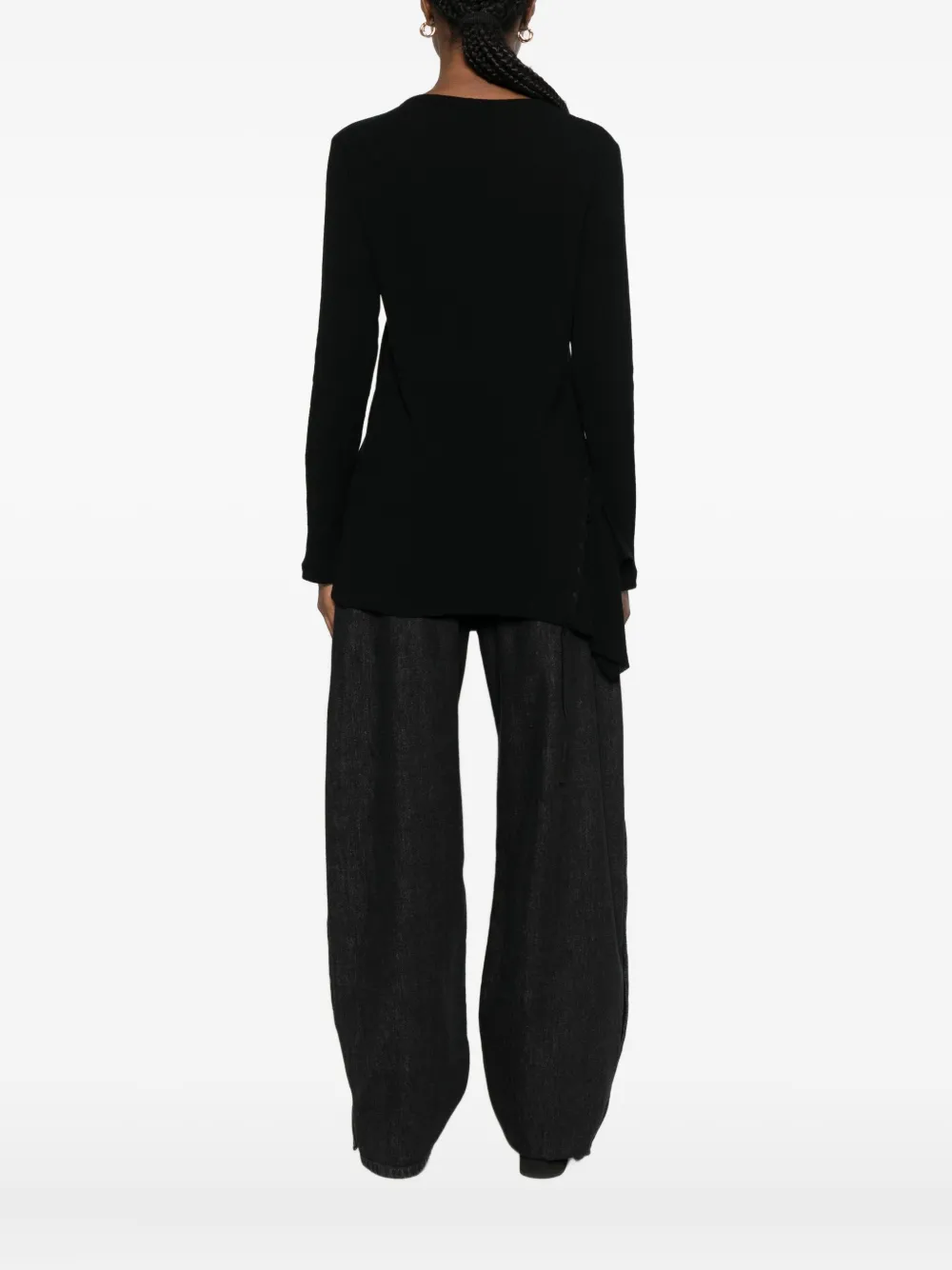 Yohji Yamamoto Asymmetric Knitted Top In Black