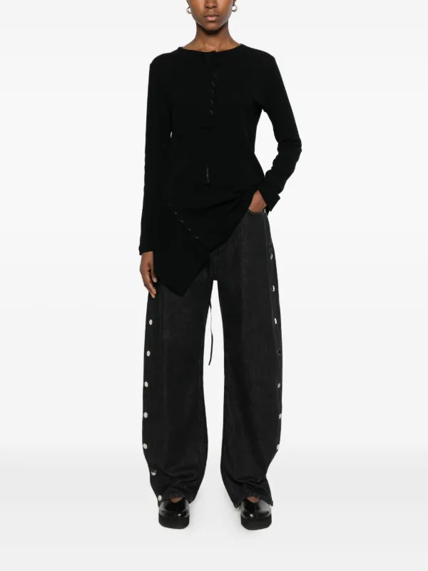 トップス yohji yamamoto Design knit black Yohji Yamamoto Asymmetric Knitted Top | Black | FARFETCH