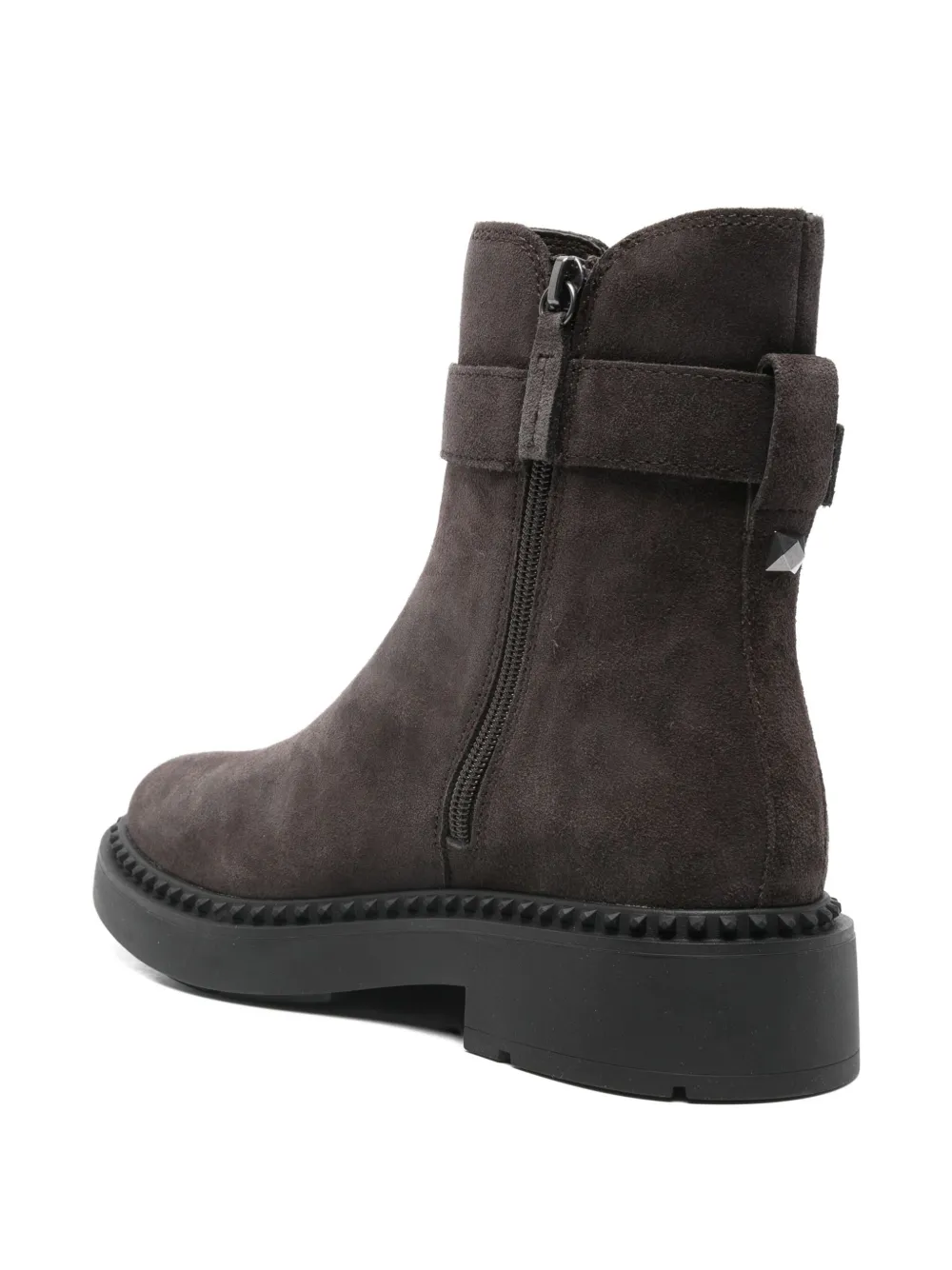Ash Soft Suede Ankle Boots With Buckle Detail In Brown