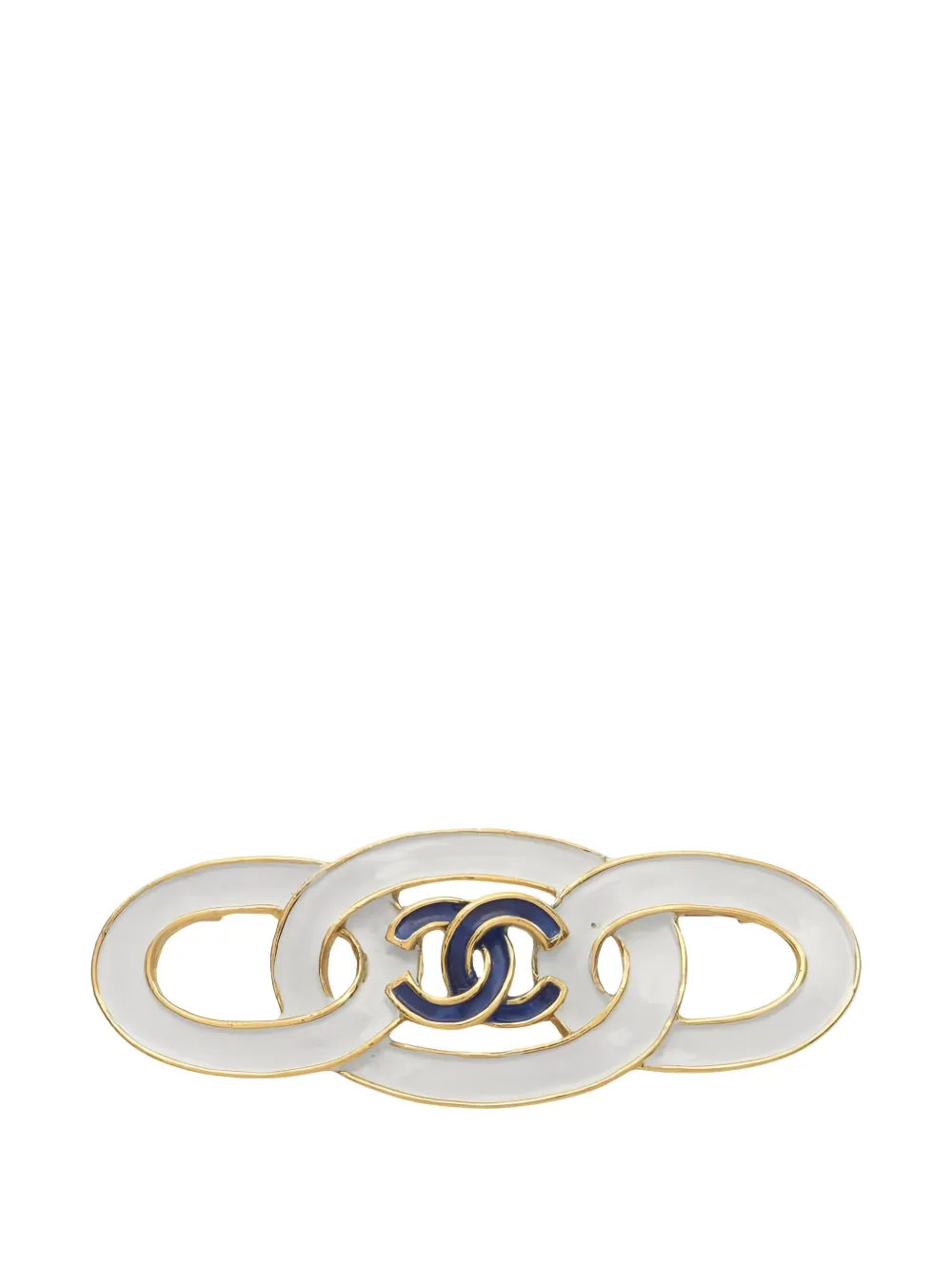 CHANEL Pre-Owned 1986-1988 Coco Mark chain-motif brooch - ゴールドトーン CHANEL Pre-Owned 1986-1988 Coco Mark chain-motif brooch - ゴールドトーン