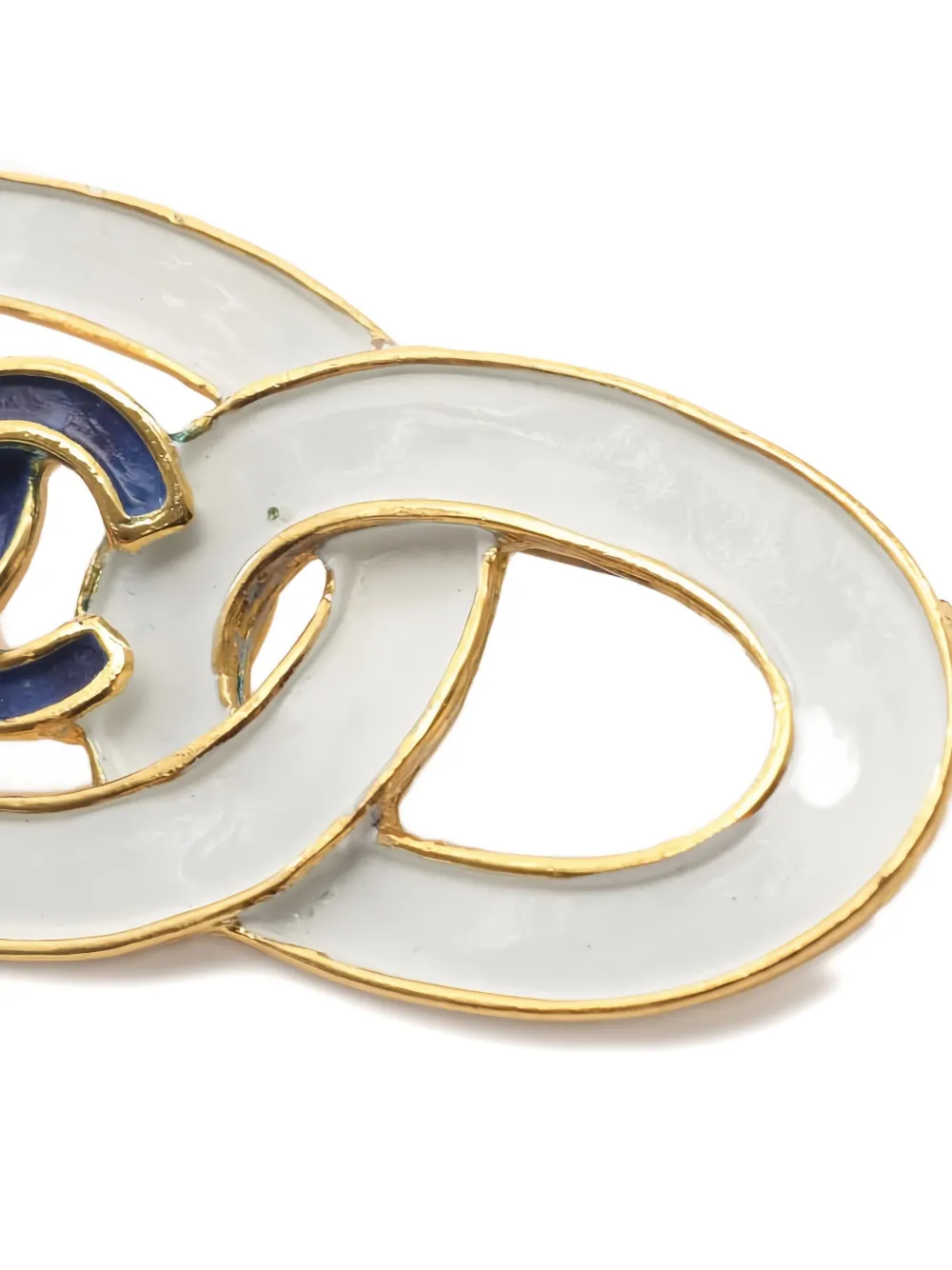 Pre-owned Chanel 1986-1988 Coco Mark Chain-motif Brooch In Gold