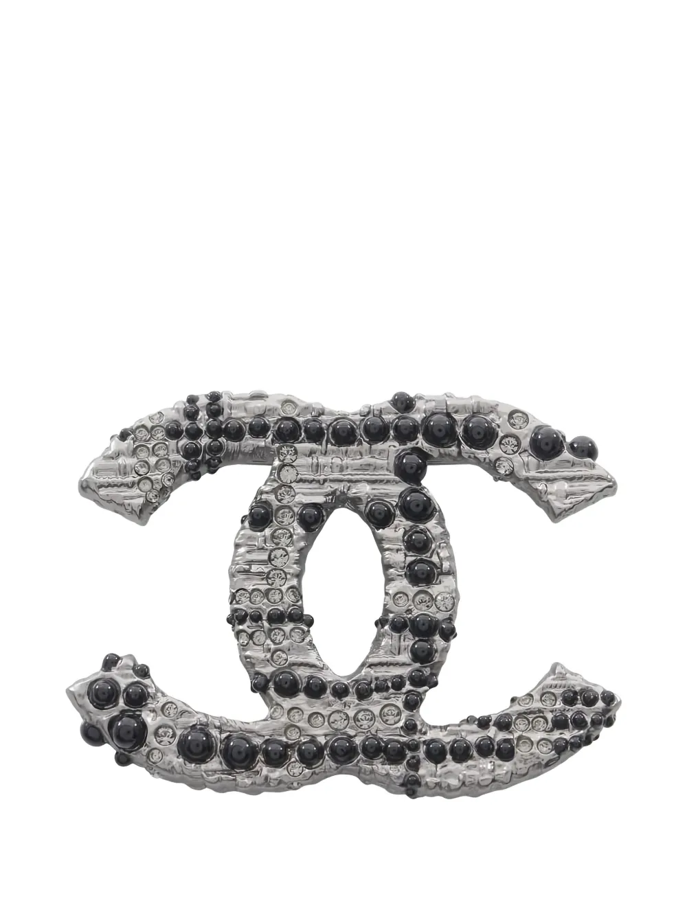 CHANEL Pre-Owned 1986-1988 Coco Mark rhinestone brooch - シルバートーン CHANEL Pre-Owned 1986-1988 Coco Mark rhinestone brooch - シルバートーン