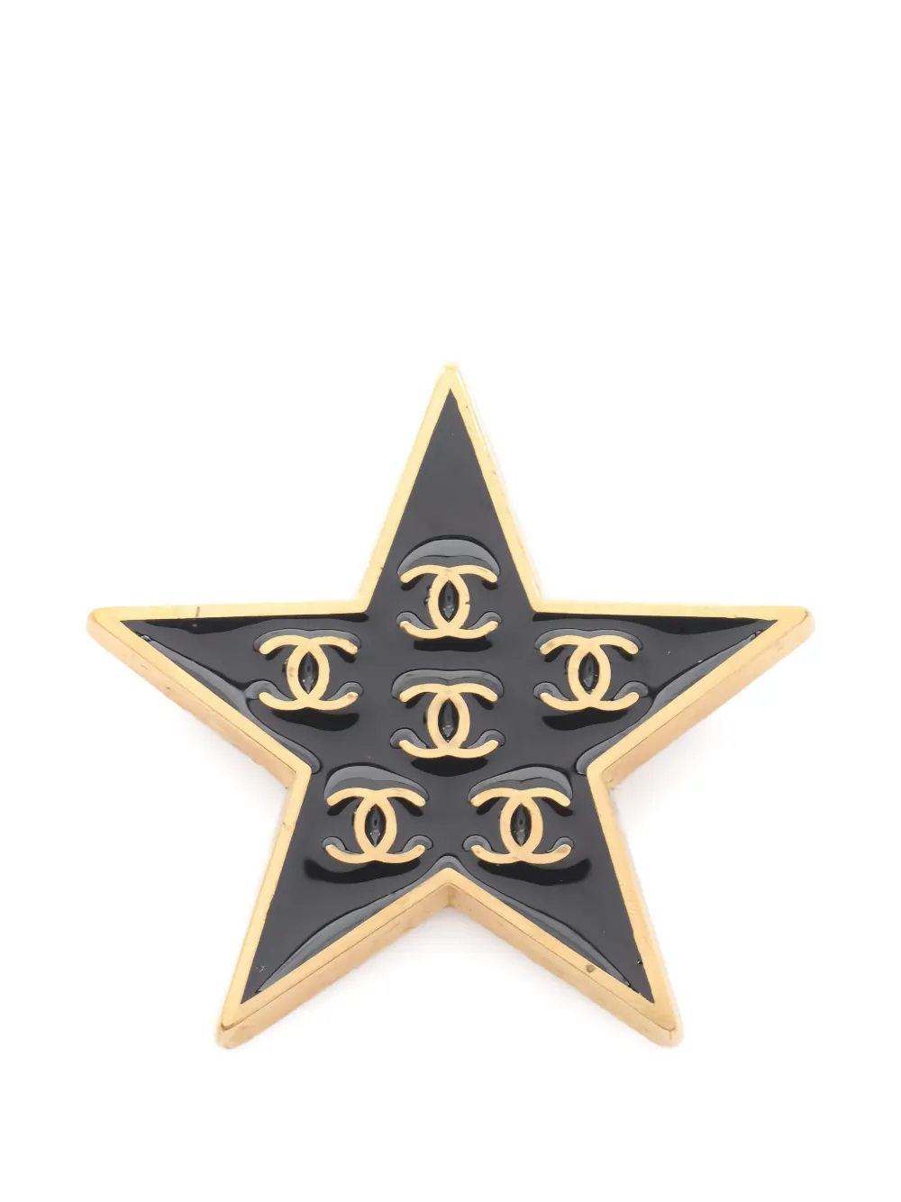 CHANEL Pre-Owned 1986-1988 Coco Mark star-motif brooch - ゴールドトーン CHANEL Pre-Owned 1986-1988 Coco Mark star-motif brooch - ゴールドトーン