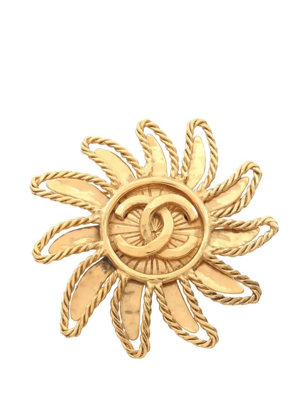 CHANEL Pre-Owned 1986-1988 Coco Mark sun-motif brooch - ゴールドトーン CHANEL Pre-Owned 1986-1988 Coco Mark sun-motif brooch - ゴールドトーン