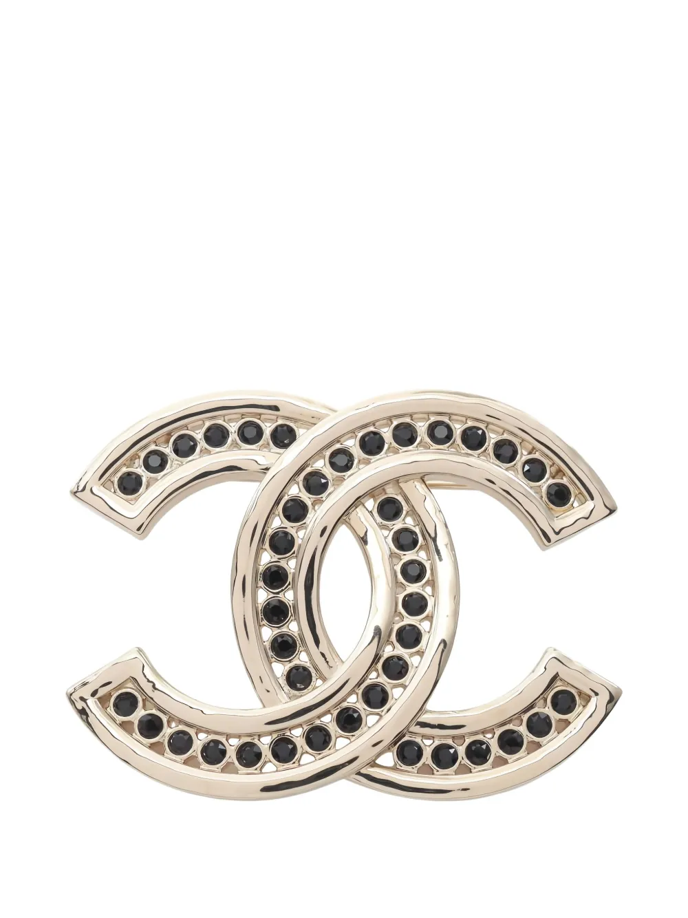 CHANEL Pre-Owned 1986-1988 Coco Mark rhinestone brooch - ゴールドトーン CHANEL Pre-Owned 1986-1988 Coco Mark rhinestone brooch - ゴールドトーン