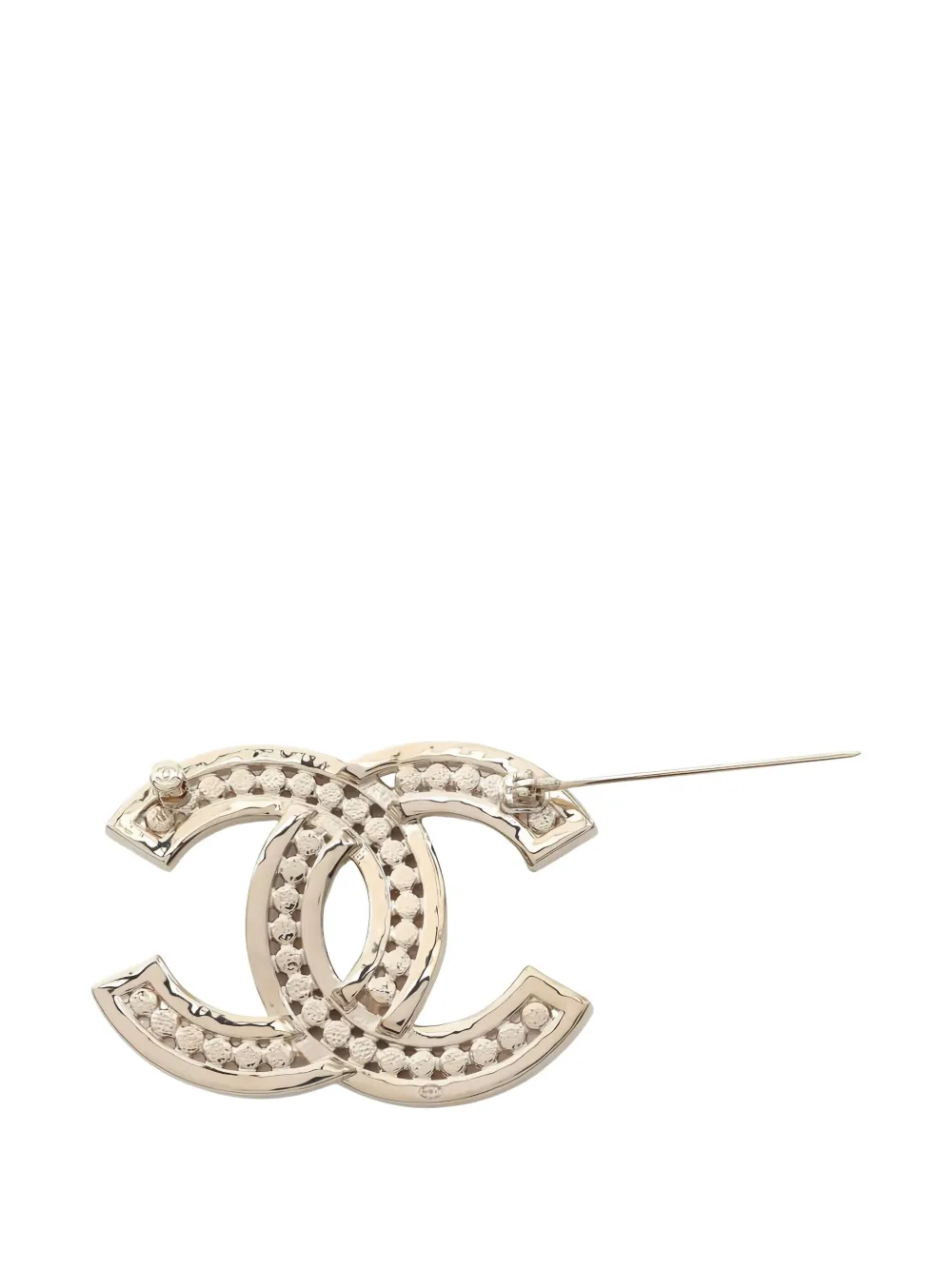Pre-owned Chanel 1986-1988 Coco Mark Rhinestone Brooch In Gold