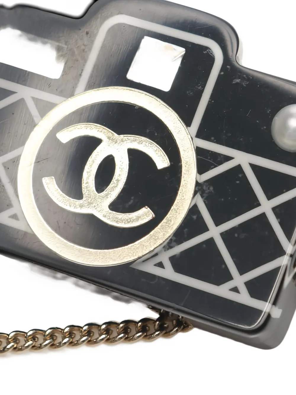 Pre-owned Chanel 1986-1988 Camera-motif Brooch In Gold