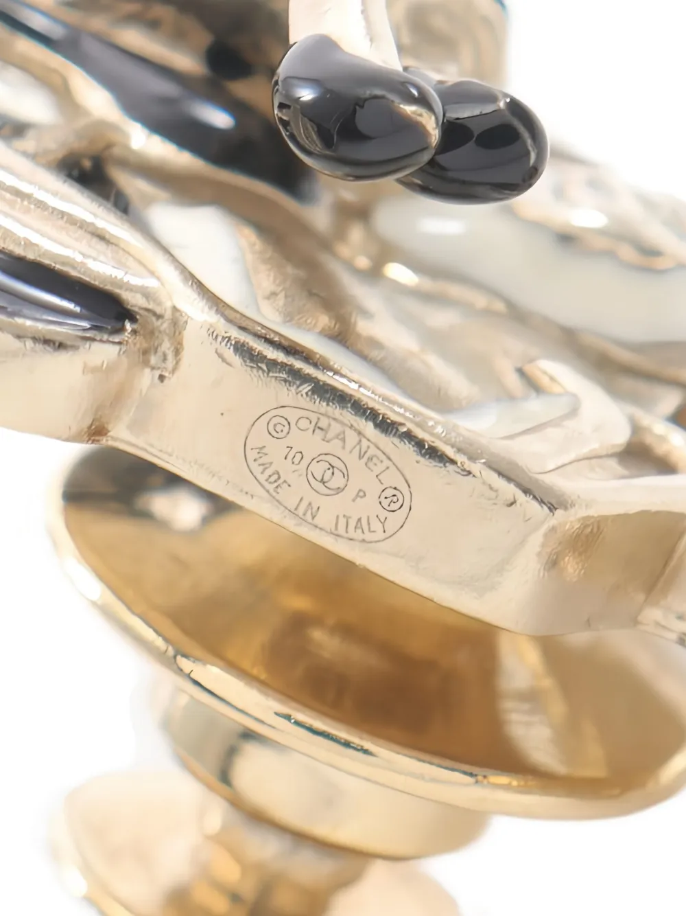 Pre-owned Chanel 1986-1988 Motorcycle Coco Brooch In Gold