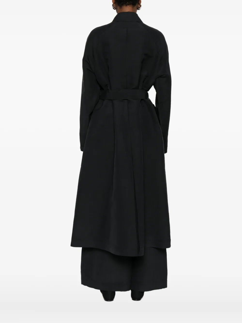 The Row Belted Single-breasted Coat In Black