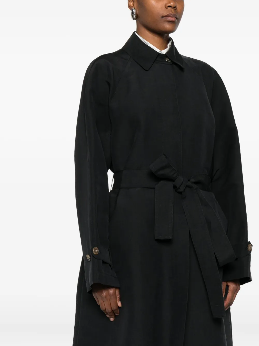 The Row Belted Single-breasted Coat In Black