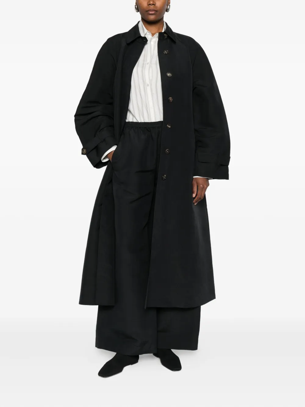 The Row Belted Single-breasted Coat In Black