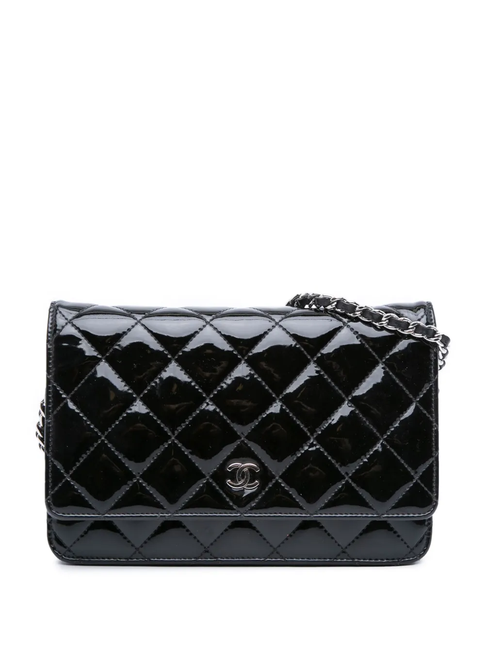 CHANEL Pre-Owned 2013-2014 CC Quilted Patent Wallet On Chain crossbody CHANEL Pre-Owned 2013-2014 CC Quilted Patent Wallet On Chain crossbody