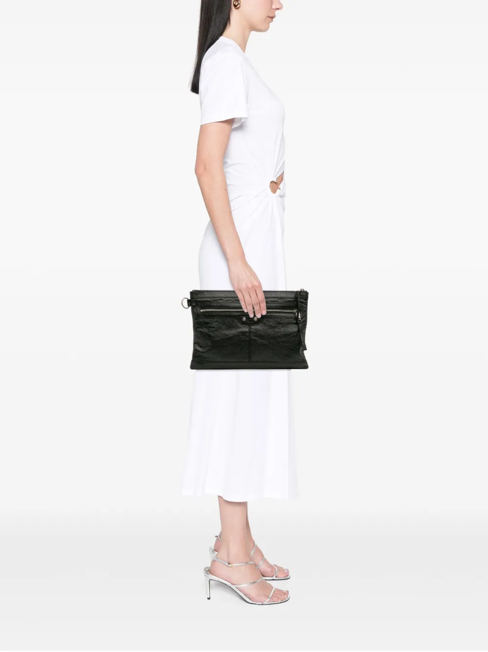 Balenciaga Pre-Owned 2017 Lambskin Motocross Classic Clip M clutch bag | Pre-Owned | Image 2