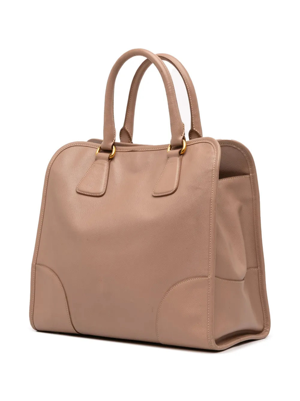 Pre-owned Prada 2000-2025 Saffiano Lux Shopping Tote Satchel In Brown