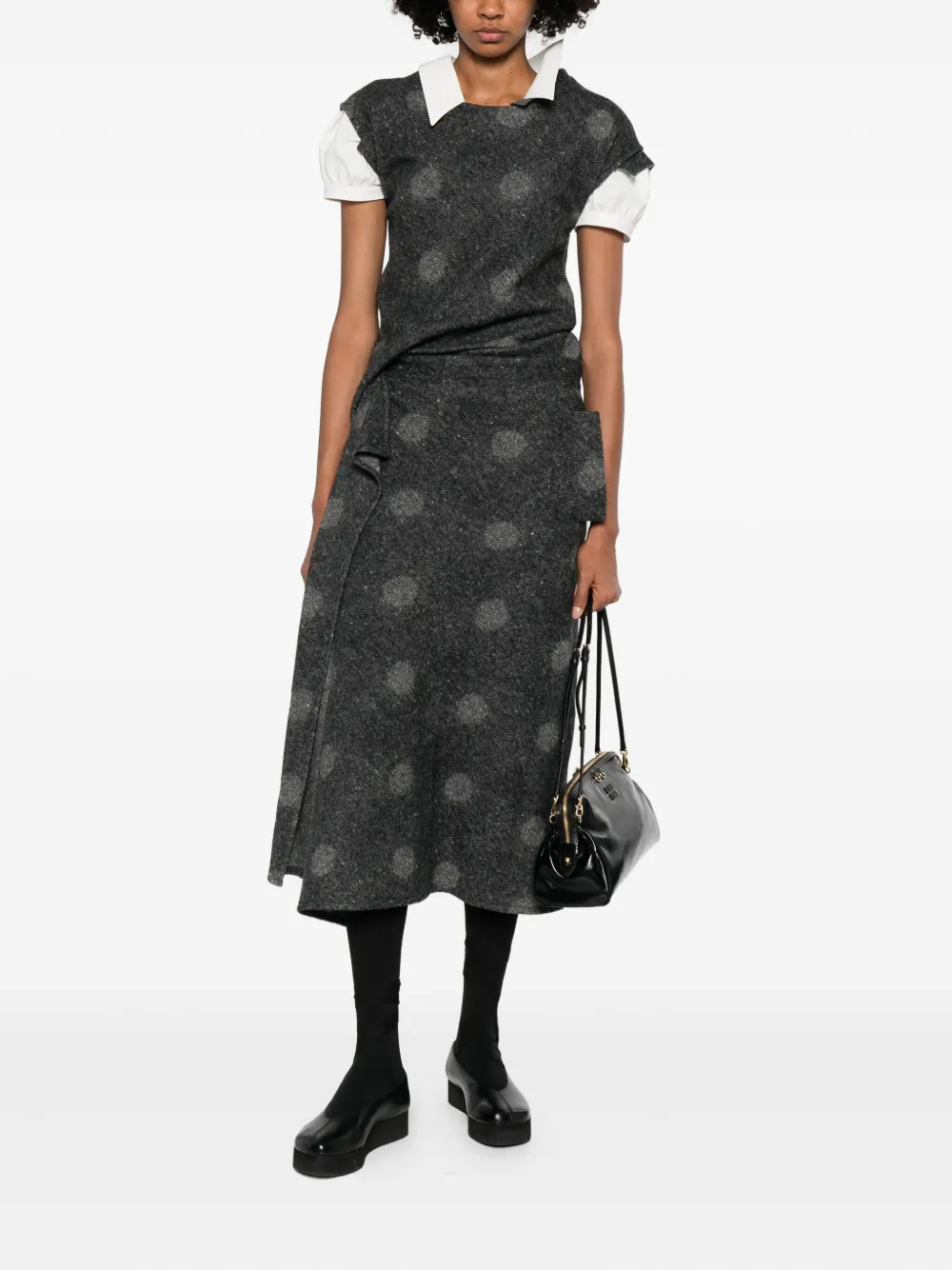 Yohji Yamamoto Polka-dot Dress In Black