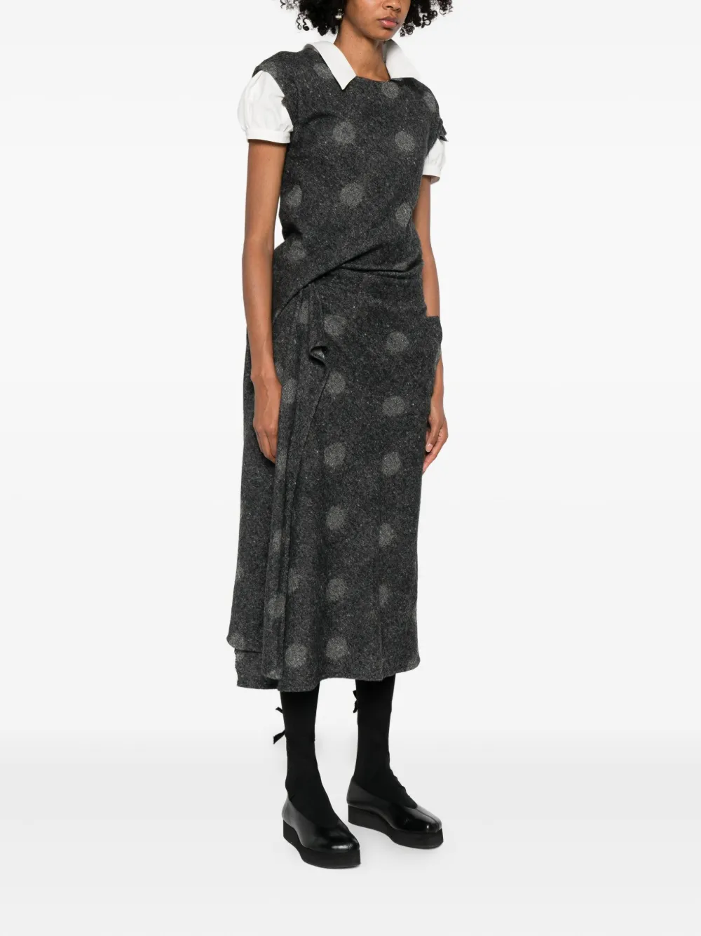 Yohji Yamamoto Polka-dot Dress In Black