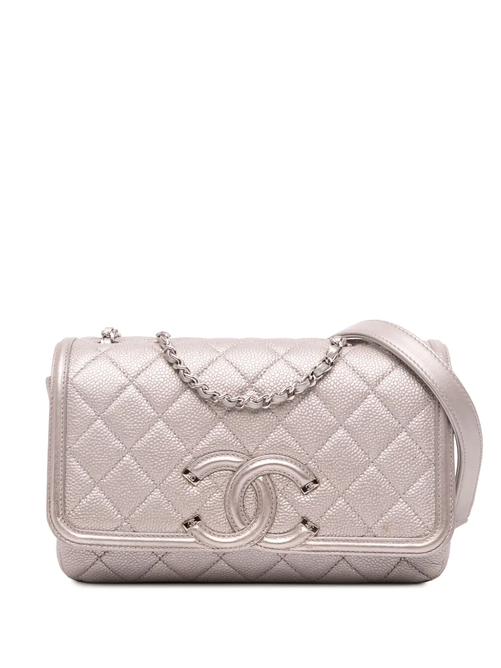 CHANEL Pre-Owned 2016-2017 Small Metallic Caviar CC Filigree Flap CHANEL Pre-Owned 2016-2017 Small Metallic Caviar CC Filigree Flap