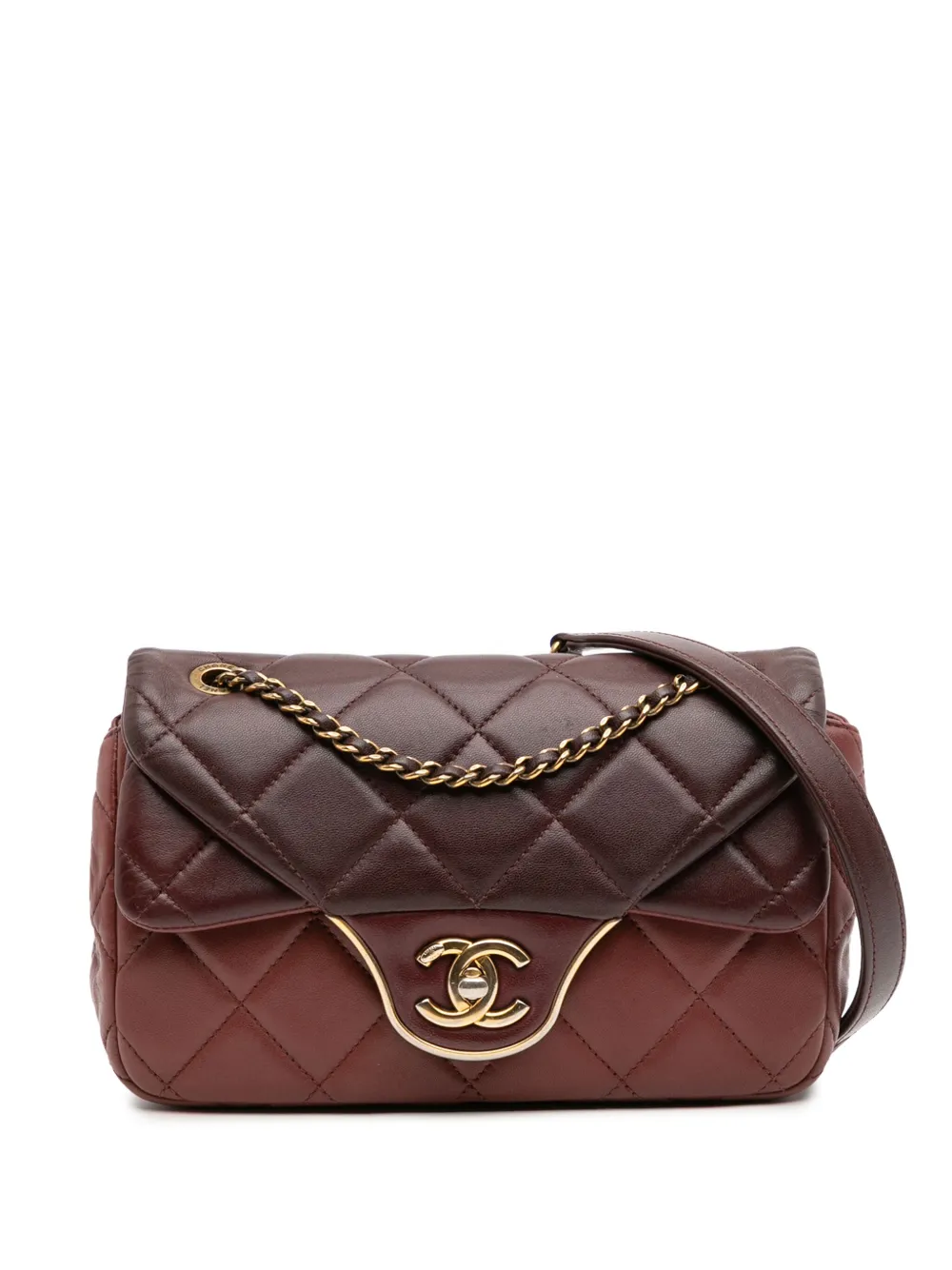 CHANEL Pre-Owned 2015-2016 CC Tricolor Quilted Lambskin Double Flap CHANEL Pre-Owned 2015-2016 CC Tricolor Quilted Lambskin Double Flap