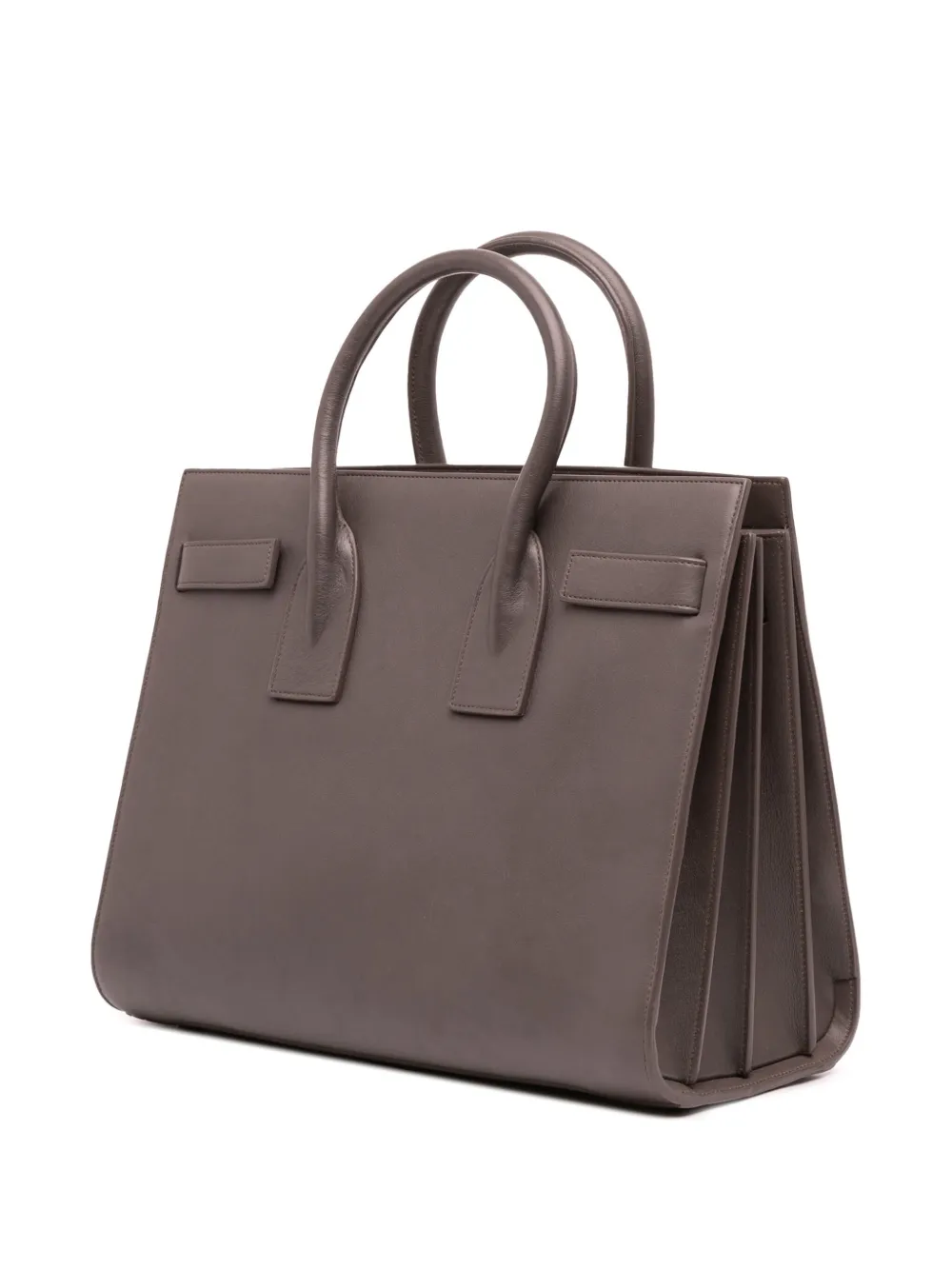 Pre-owned Saint Laurent 2014 Small Leather Sac De Jour Satchel In Gray