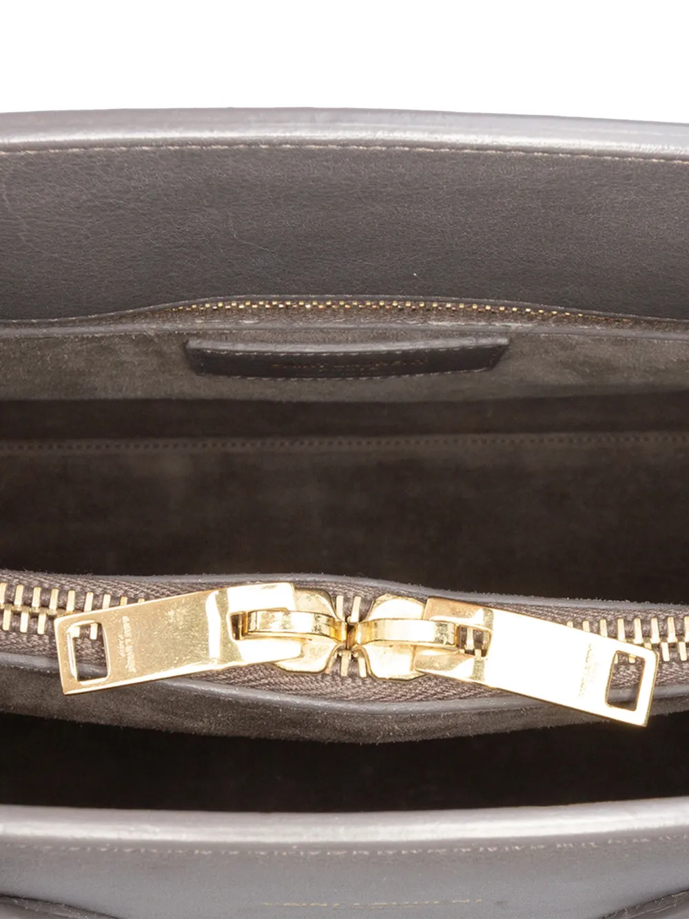 Pre-owned Saint Laurent 2014 Small Leather Sac De Jour Satchel In Gray