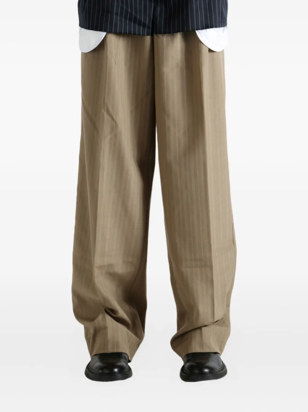 Late For Work Pinstripe Trousers In Neutral