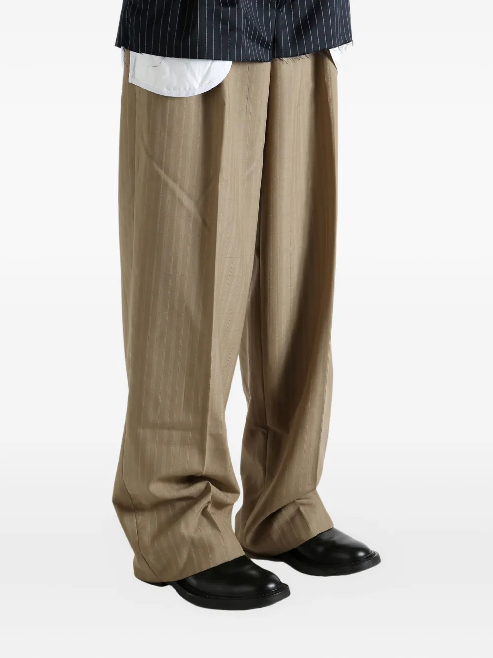 Late For Work Pinstripe Trousers In Neutral