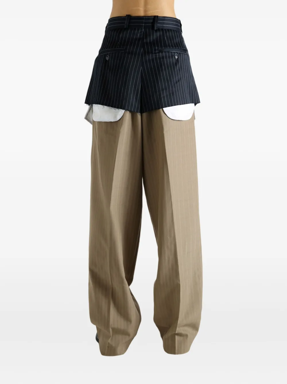 Late For Work Pinstripe Trousers In Neutral