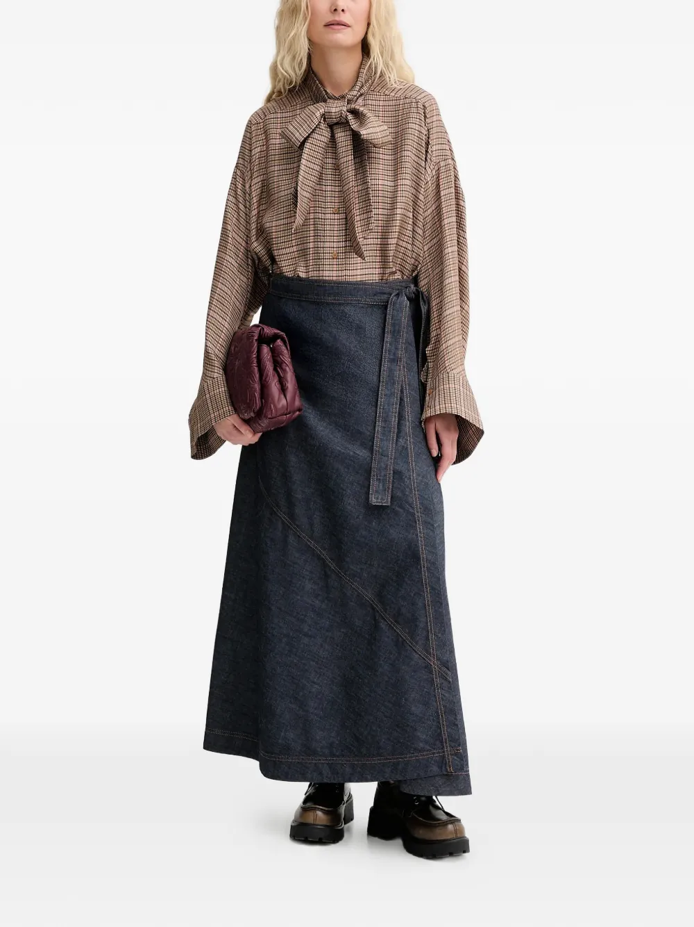 MUNTHE Landrea tie-waist maxi skirt - Blauw