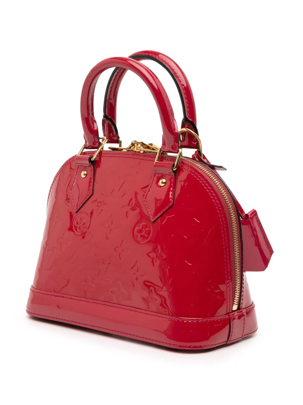 Pre-owned Louis Vuitton 2013 Monogram Vernis Alma Bb Satchel In Red