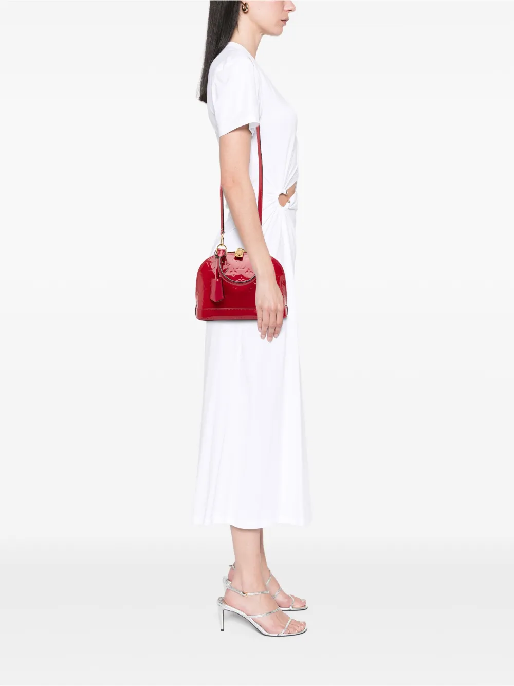 Pre-owned Louis Vuitton 2013 Monogram Vernis Alma Bb Satchel In Red